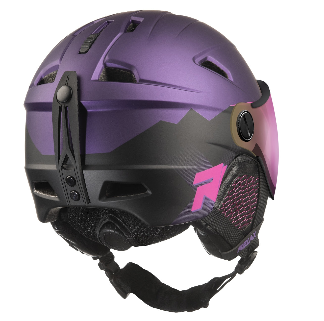 Cască Schi Relax Stealth Visor Purple Pink Black Matte