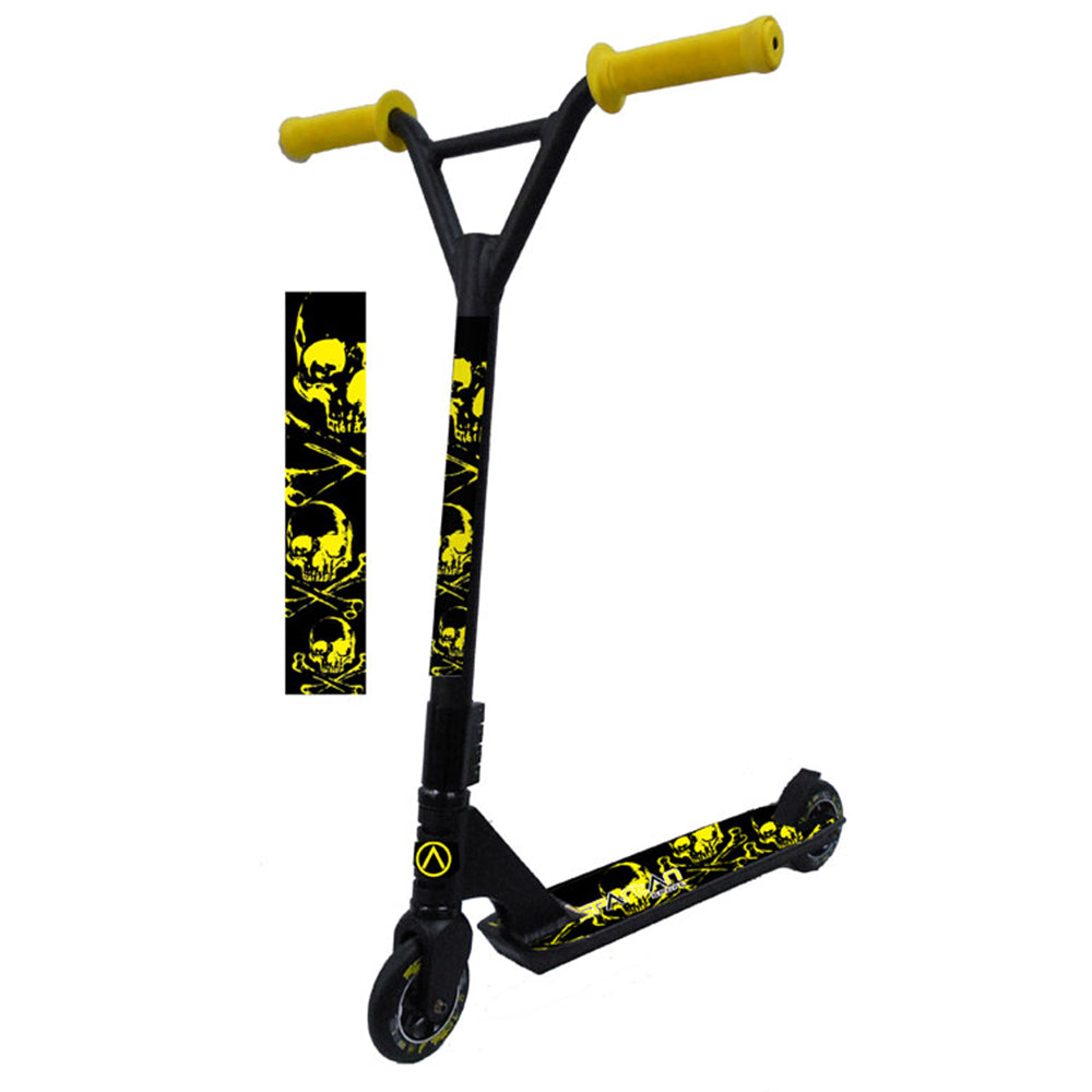 Trotinetă Stunt Spartan Extreme Black Yellow Skull