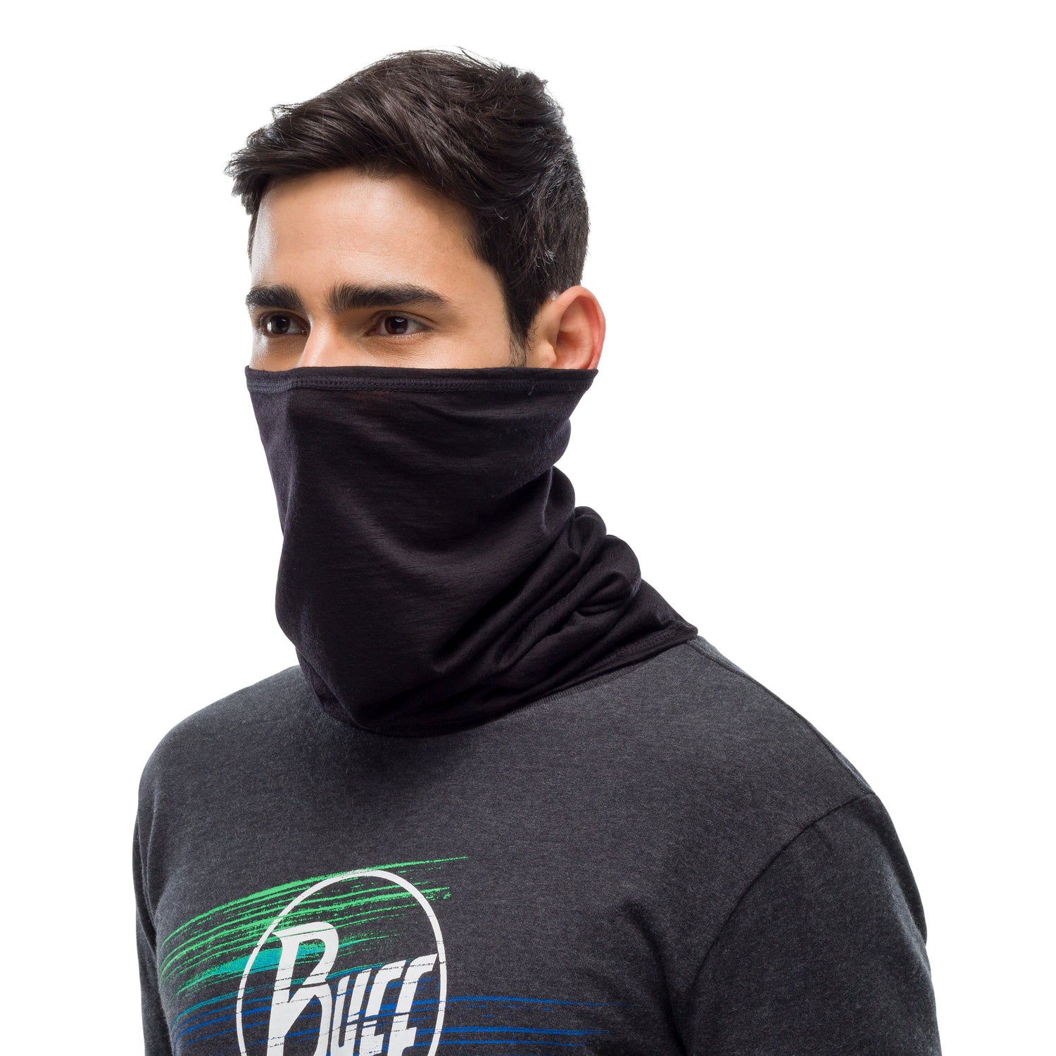Bandană Tubulară Buff Merino Wool Light Weight Solid Black