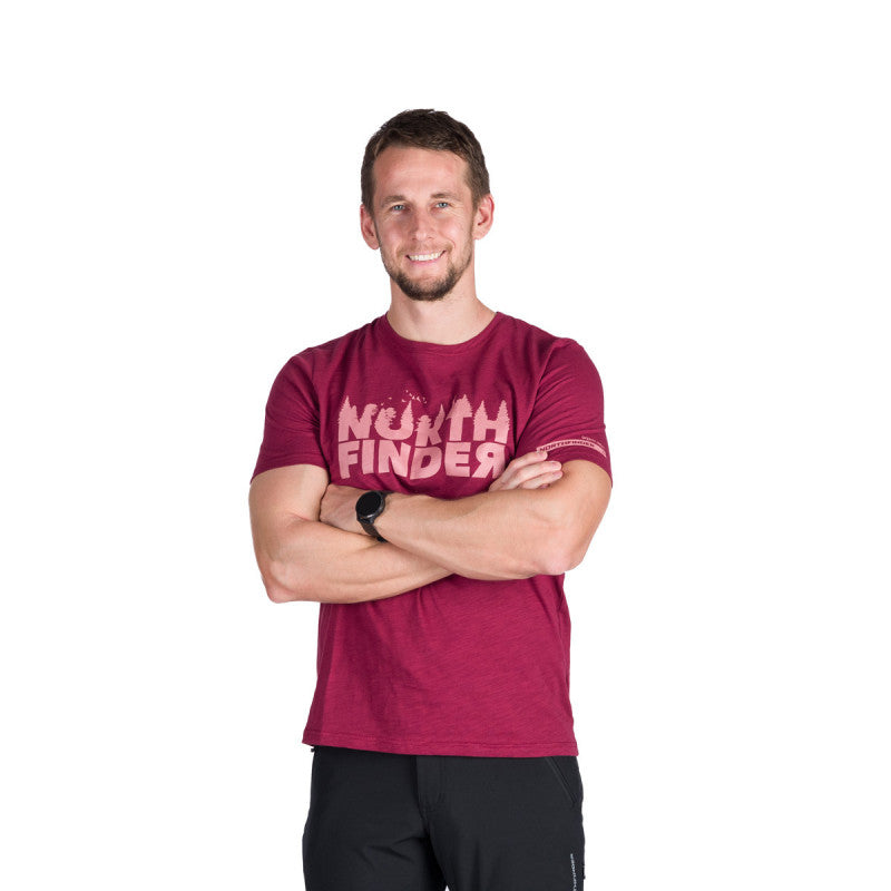 Tricou Bărbați Outdoor Northfinder Josef Dark Red