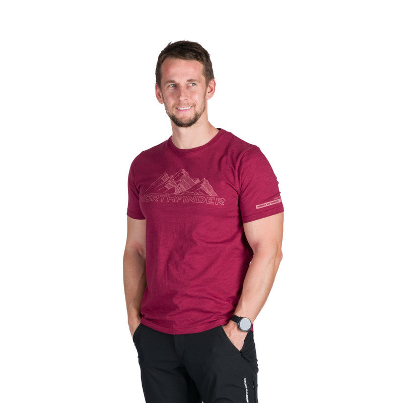 Tricou Bărbați Outdoor Northfinder Jorg Dark Red