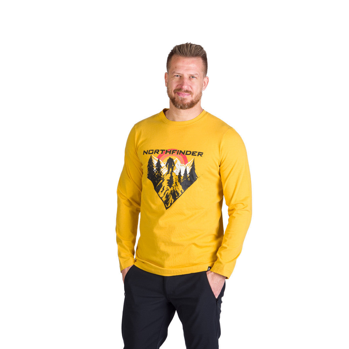 Tricou Bărbați Northfinder Clair Golden Yellow  Longsleeve